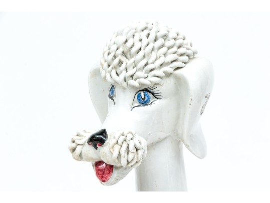 Adorable Large Mid Century Italian Majolica Poodle