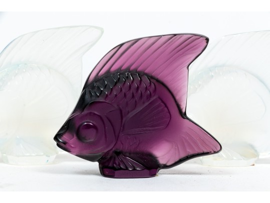 Group Of Three French, Lalique Small  Glass Angel Fish