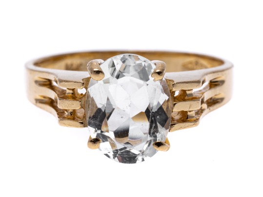 Chic Textural 14k Yellow Gold Aquamarine Ring, Size 5.75