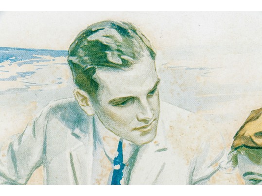 Harrison Fisher (American, 1875-1934) Reproduction Fashion Illustration Print, At The Beach