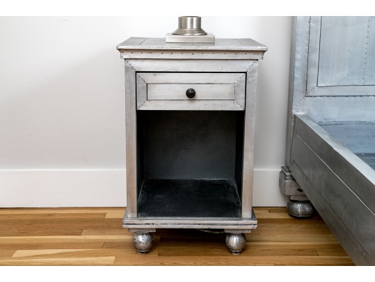 Chic Pair Of Restoration Hardware Metallic Wrapped End Tables