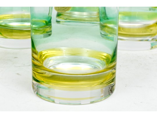 Set Of Six Vintage Italian Artisan Double Old Fashioned Glasses