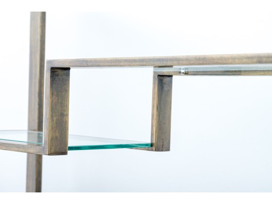 Vintage Mid-Century Modern Brass And Glass Display Etagere