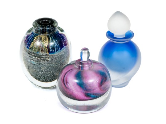 Three Art Glass Perfume Bottles