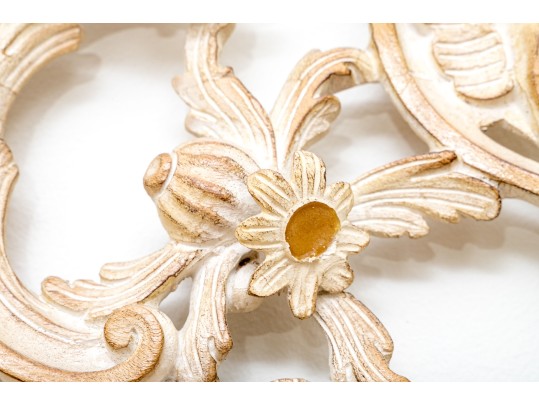 Stylish Carved Wood And Gesso Beveled Edge Mirror