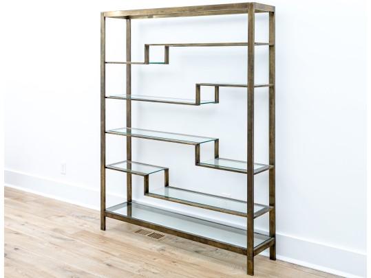 Vintage Mid-Century Modern Brass And Glass Display Etagere