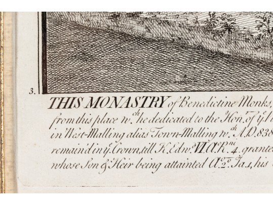 Set Of Three Gilt Framed Restrikes Of Mid 18th Century English Architectural Engravings