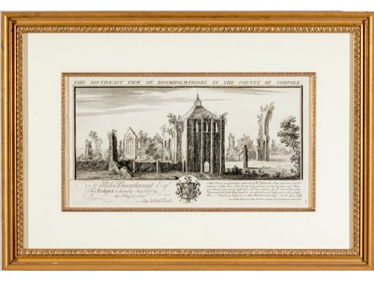Set Of Three Gilt Framed Restrikes Of Mid 18th Century English Architectural Engravings