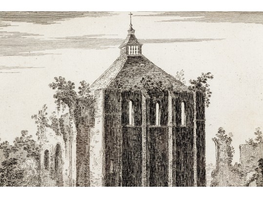 Set Of Three Gilt Framed Restrikes Of Mid 18th Century English Architectural Engravings