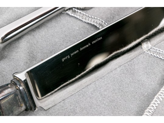 Geoerg Jensen Sterling Silver Mounted Carving Set- Large Scroll Saga 22