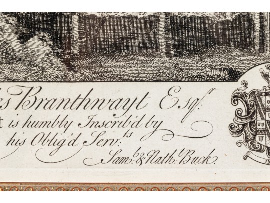 Set Of Three Gilt Framed Restrikes Of Mid 18th Century English Architectural Engravings