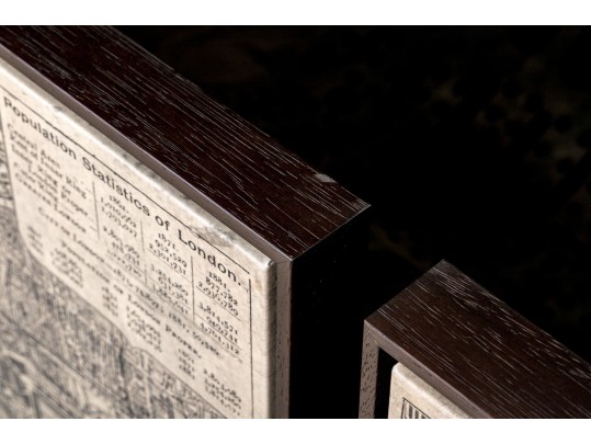 Set Of Three Restoration Hardware Decorative Pair Of Map Print On Canvas