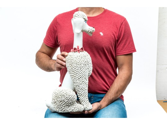 Adorable Large Mid Century Italian Majolica Poodle