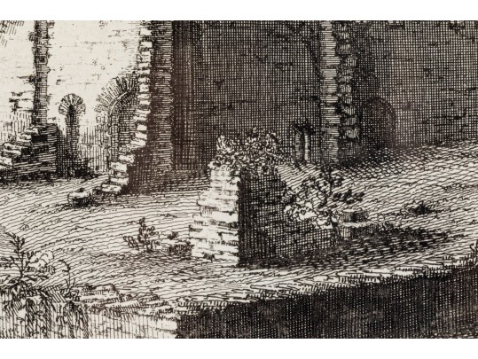 Set Of Three Gilt Framed Restrikes Of Mid 18th Century English Architectural Engravings