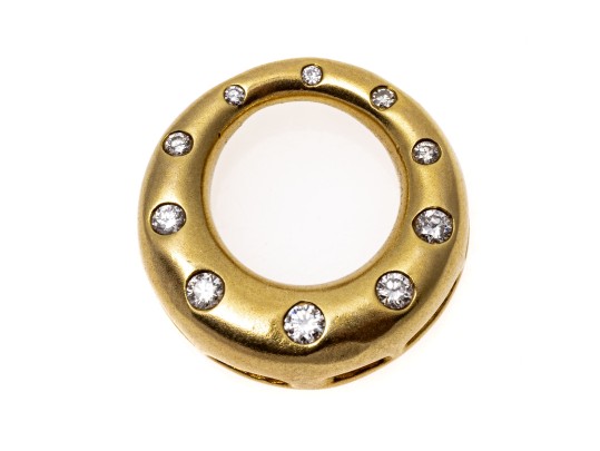14k Yellow Gold Contemporary Diamond Circle Pendant