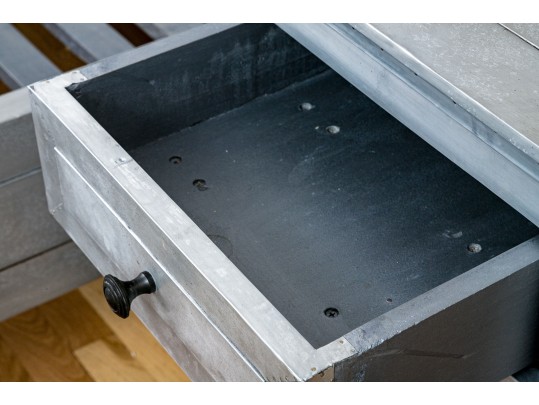 Chic Pair Of Restoration Hardware Metallic Wrapped End Tables