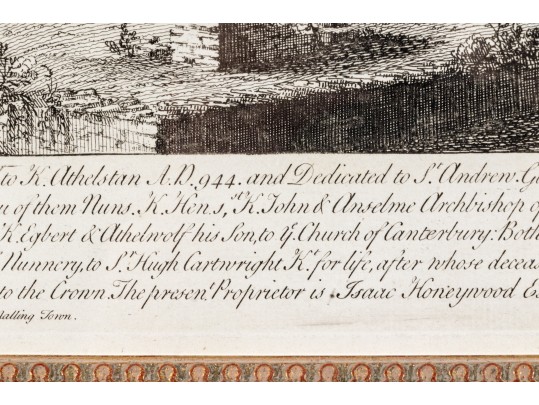 Set Of Three Gilt Framed Restrikes Of Mid 18th Century English Architectural Engravings