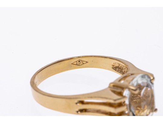 Chic Textural 14k Yellow Gold Aquamarine Ring, Size 5.75