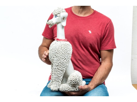 Adorable Large Mid Century Italian Majolica Poodle