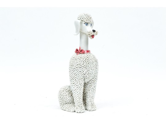 Adorable Large Mid Century Italian Majolica Poodle