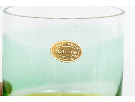 Set Of Six Vintage Italian Artisan Double Old Fashioned Glasses