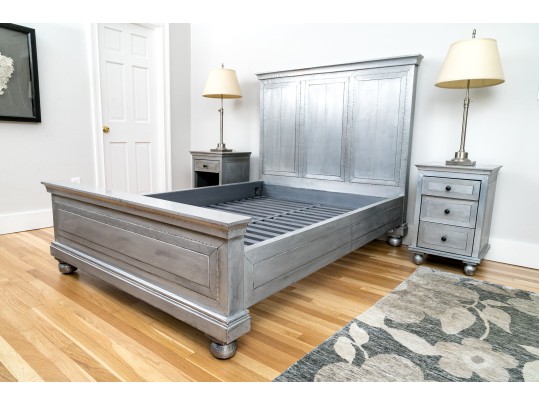 Chic Restoration Hardware Metal Wrapped Full Sized Bed Frame