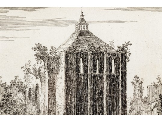 Set Of Three Gilt Framed Restrikes Of Mid 18th Century English Architectural Engravings