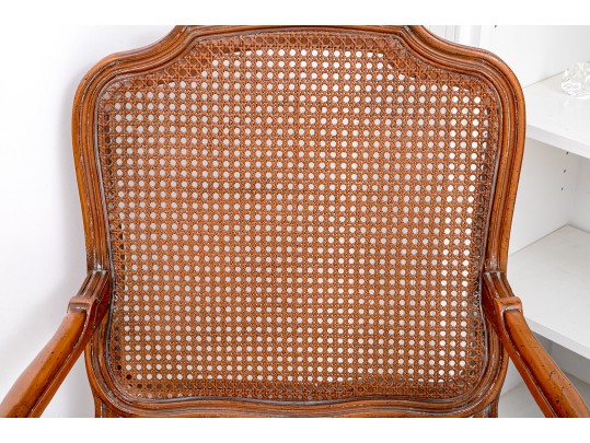 Classic Louis XV Style Fruitwood Fauteuil With Cane Seat And Seat Back