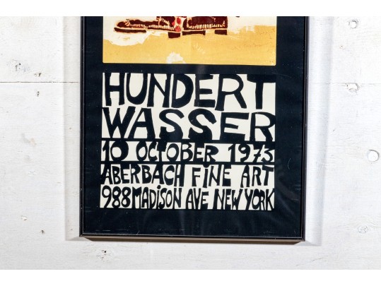 After Friedensreich Hundertwasser (Austria, 1928-2000) 1973 Exhibition Poster, Man Twirling Mustache