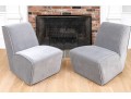 Chic Pair Of Restoration Hardware Gray Velvet Slipper Chairs
