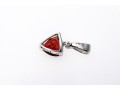 14k White Gold Trillion Garnet And Diamond Pendant