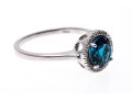 10k White Gold Checkerboard Cut Blue Topaz And Diamond Halo Ring, Size 6.75