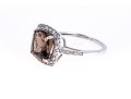 Contemporary 10K White Gold And Smoky Quartz Ring, Size 7+