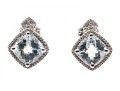 10k White Gold Checkerboard Cut Aquamarine Stud Earrings, App. 1.52 TCW