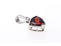 14k White Gold Trillion Garnet And Diamond Pendant