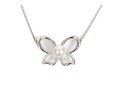 Mikimoto Lovely Sterling Silver And Cultured Pearl Set Butterfly Necklace, With Box