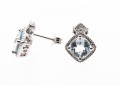 10k White Gold Checkerboard Cut Aquamarine Stud Earrings, App. 1.52 TCW