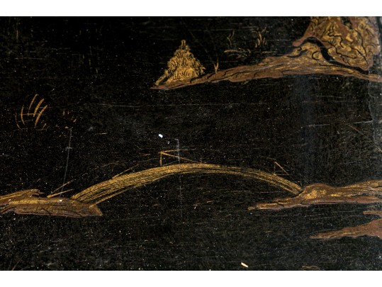 20th C. Chinoiserie Lacquered Tray Top Table
