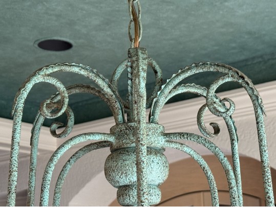 Vintage Six Light Chandelier With Glass Shades