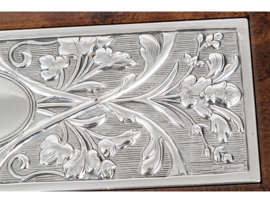 Hazorfim Sterling Silver Inlaid Burled Tea Box