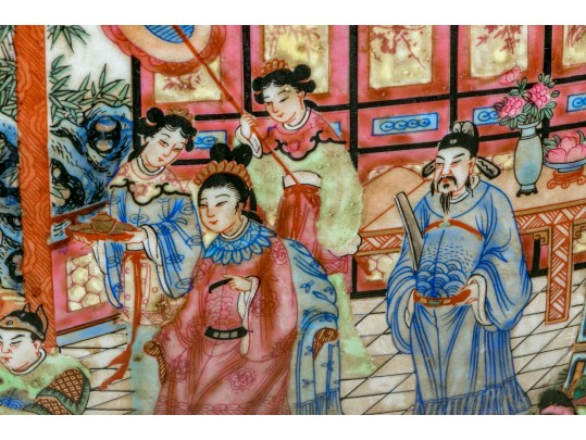 Chinese Export Rose Medallion Porcelain Jardiniere On Wood Stand