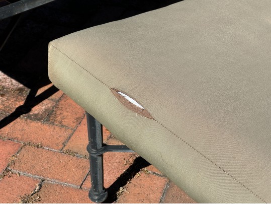 Pair Of Woodard Delphi Chaise Lounges With A Glass Top Accent Table