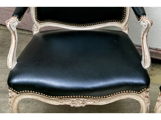 Pair Of Yale Burge Quality Leather Upholstered Fauteuils