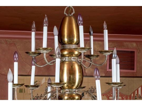 Vintage Brass Eighteen Light Chandelier