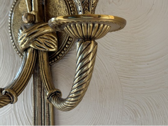 Pair Of French Louis XVI Style Gilt Brass Wall Sconces