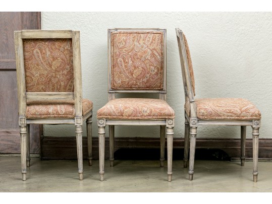 Set Of Four Louis XVI Style Upholstered Side Chairs