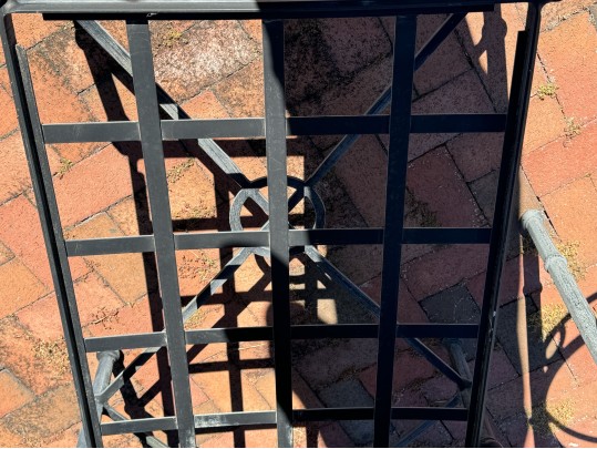 Pair Of Woodard Delphi Chaise Lounges With A Glass Top Accent Table