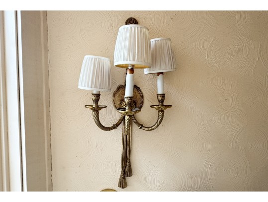 Pair Of French Louis XVI Style Gilt Brass Wall Sconces
