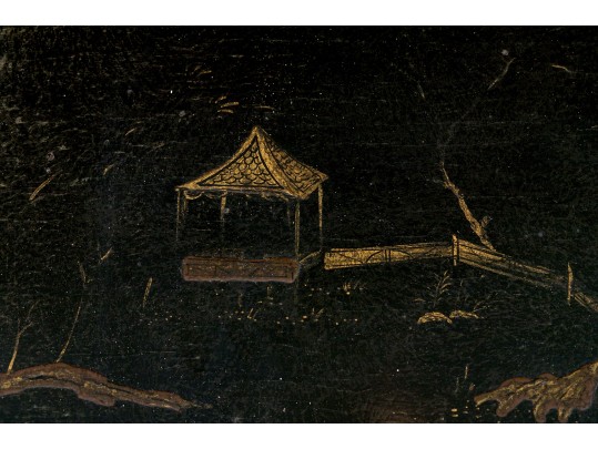 20th C. Chinoiserie Lacquered Tray Top Table