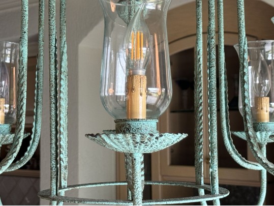Vintage Six Light Chandelier With Glass Shades